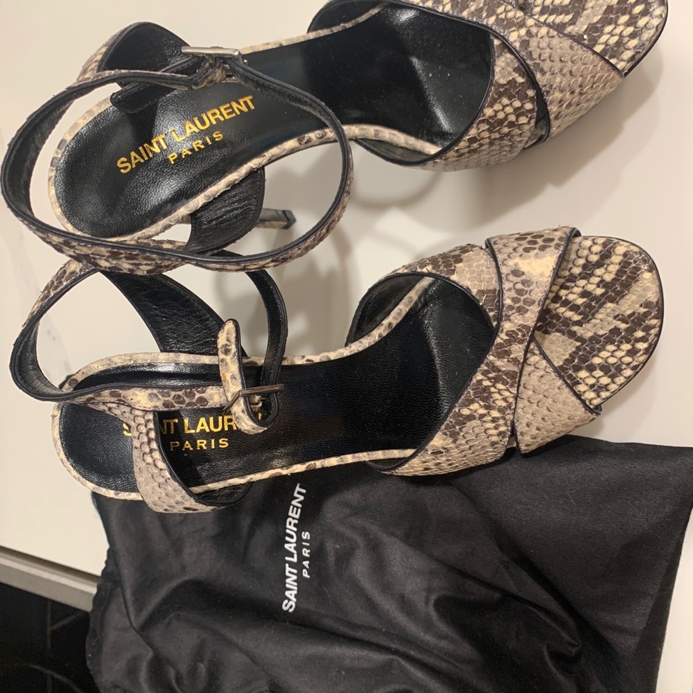 Ysl Tribute Platform Sandals In Python Print - image 5